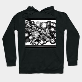 Rows of Christmas Ornaments Black & White Hoodie